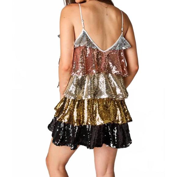 NEW BUDDYLOVE sequin tiered dress in multi - Picture 2 of 3